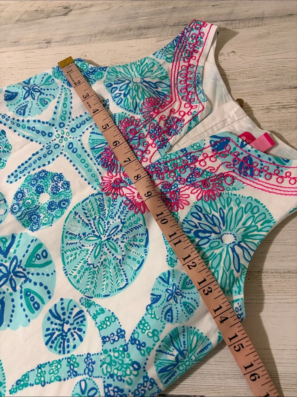 Lilly Pulitzer for Target White Dress with Teal, Turquoise & Pink Embroidery - Picture 9 of 10
